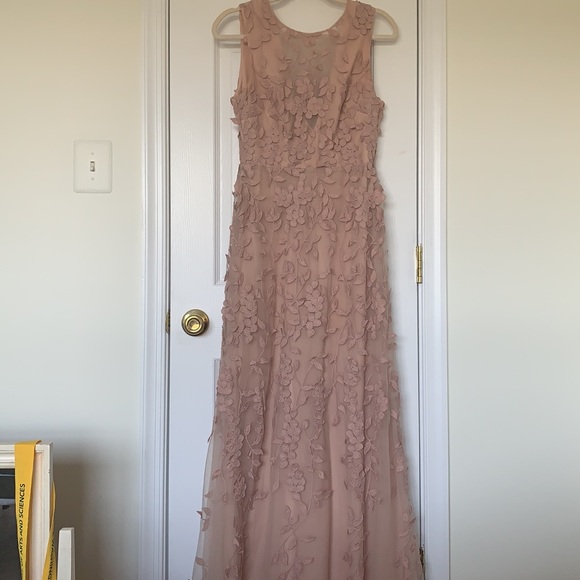Size 2, BCBG Maxzaria maxi dress with floral appliqués on tulle. Worn once. - Picture 3 of 8